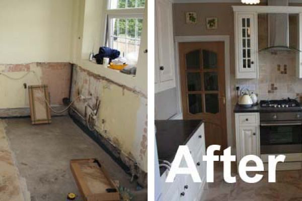 Before and After Pictures of Reconstructed Kitchen